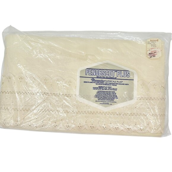 Wamsutta Vintage Penobscot Plus Double Flat Sheet 81x104 Cream 200 Thread Count - Picture 1 of 6
